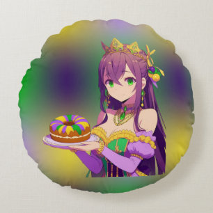 Anime Mardi Gras King cake Rundes Kissen