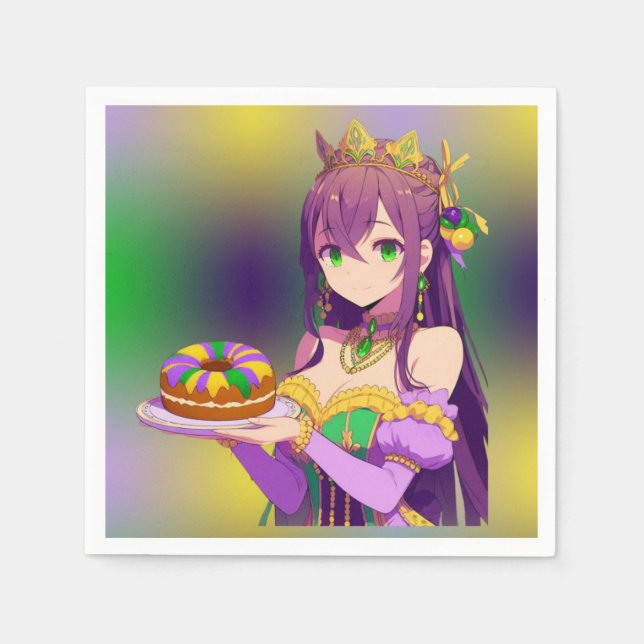 Anime Mardi Gras King cake Serviette (Vorderseite)