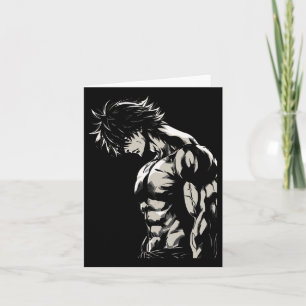 Anime Men Character Bicep Workout Motivierend Karte
