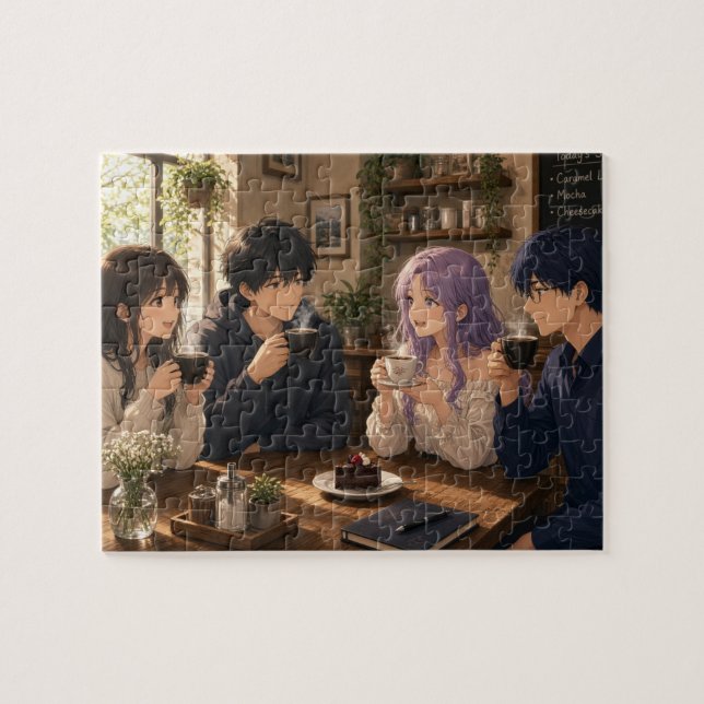 Anime-Menschen trinken Kaffee  (Horizontal)