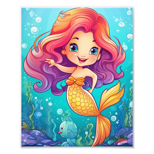 Anime Mermaid Girl Fantasy Art Fotodruck (Vorne)