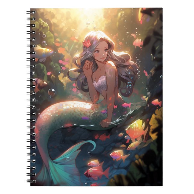 Anime Mermaid Girl Fantasy Art Notizblock (Vorderseite)