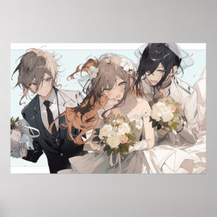 Anime MFM Polyamore Triad Hochzeit Poster
