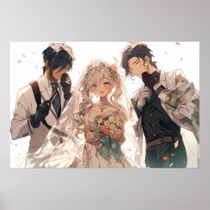 Anime MFM Polyamore Triad Hochzeit Poster
