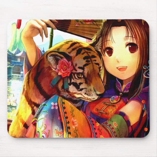 Anime mit Tiger Mousepad (Vorne)