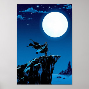 Anime-Mondlicht-Krieger-Epik-Wandkunst Poster