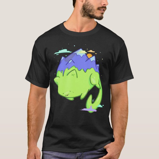 Anime Mountain Cat Kawaii Cat Art T-Shirt (Vorderseite)
