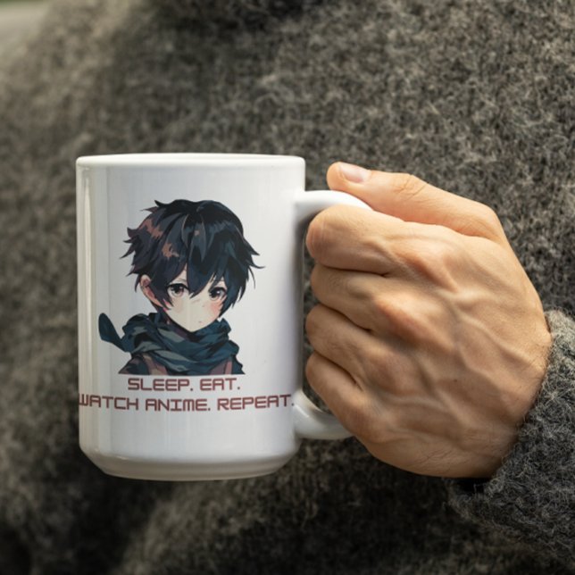 Anime niedlich Boy Sprichwort Anime Eat Sleep Wied Kaffeetasse (Von Creator hochgeladen)