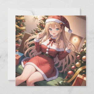 Anime niedlich Girl Christmas Flat Holiday Card Feiertagskarte