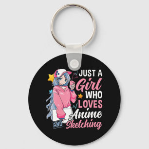 Anime Otaku schenke nur ein Mädchen, das Anime und Schlüsselanhänger