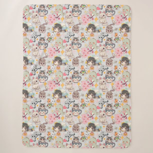 Anime Overload Niedliches Muster L Grau Sherpadecke