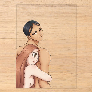 Anime-Paar-Digitalillustration-Kunstprint Acryleinladungen