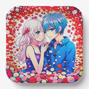 Anime Paar Einzigartige Hochzeit Pappteller