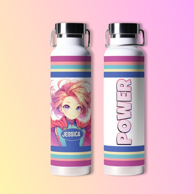 Anime Power Hero Girl Trinkflasche (Von Creator hochgeladen)