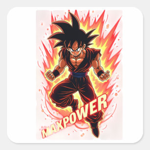 Anime-Power-Up-Aufkleber Quadratischer Aufkleber
