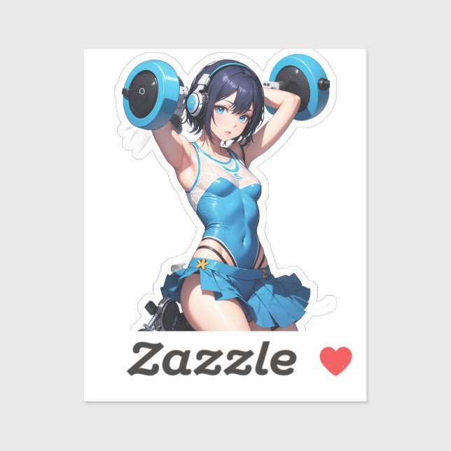 Anime Powerlifter in Sportwear Aufkleber (Blatt)