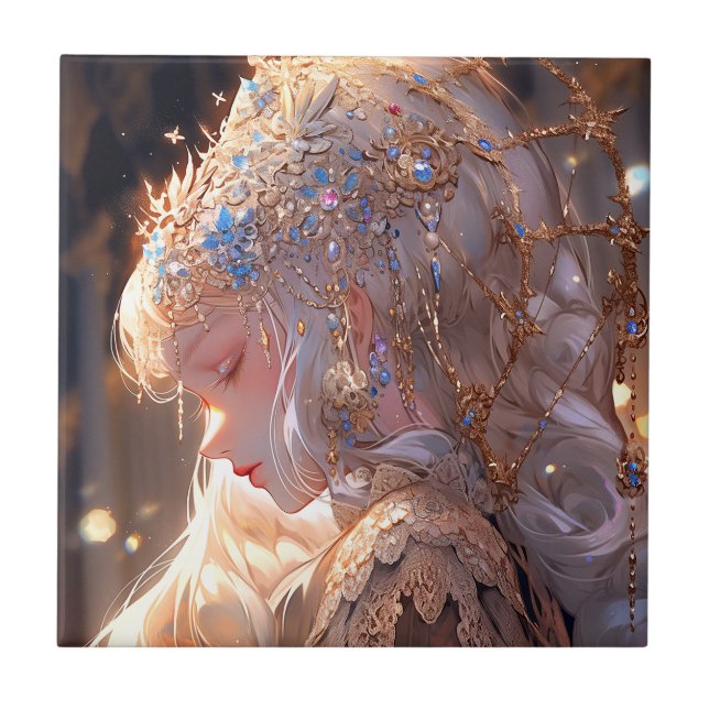 Anime Princess Girl Fantasy Art Fliese (Vorderseite)