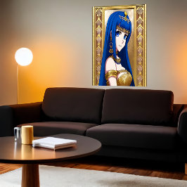 Anime-Prinzessin blaue Augen und Haare | AI Art Po Poster
