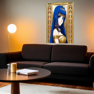 Anime-Prinzessin blaue Augen und Haare   AI Art Po Poster