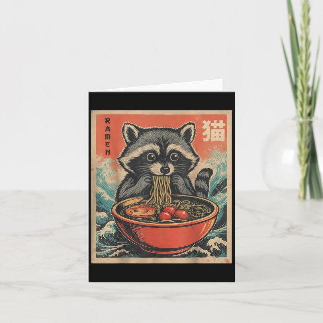 Anime Raccoon Ramen Japanisch Funny Kawaii Geschen Karte (Vorderseite)