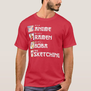 Anime Ramen Boba Sketching Japanischer Manga Milk  T-Shirt