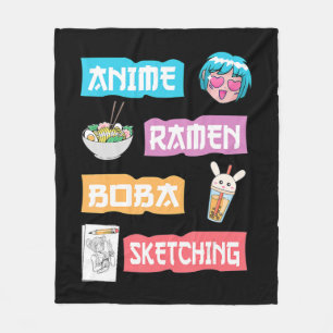 Anime Ramen Boba Sketching Kawaii Anime Lover Mer Fleecedecke