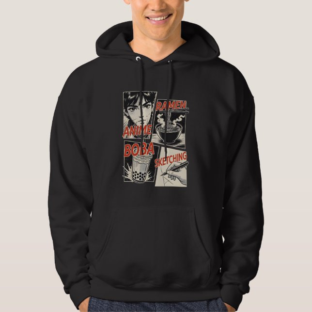 Anime Ramen Boba Tea Bubble Sketching Manga Hobby  Hoodie (Vorderseite)