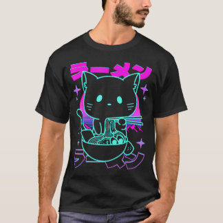 Anime Ramen Cat Japanisch Noodles Ästhetik Kawaii T-Shirt