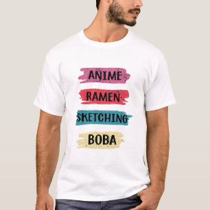 Anime Ramen Sketching Boba T-Shirt