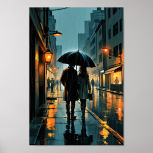 Anime-Regenstraße-Romanze-Wandkunst Poster