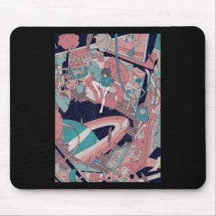 Anime Retro 90s Lofi Girl Ästhetik Japanisch Otaku Mousepad