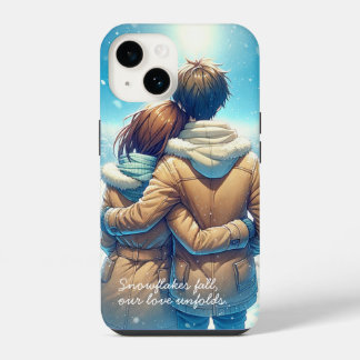 Anime romantische Winterpärchen auf Handy iPhone 14 Hülle