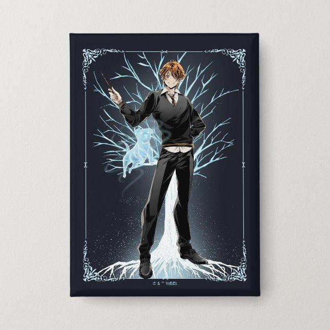 Anime Ron Weasleys Jack Russell Terrier Patronus Button (Vorderseite)