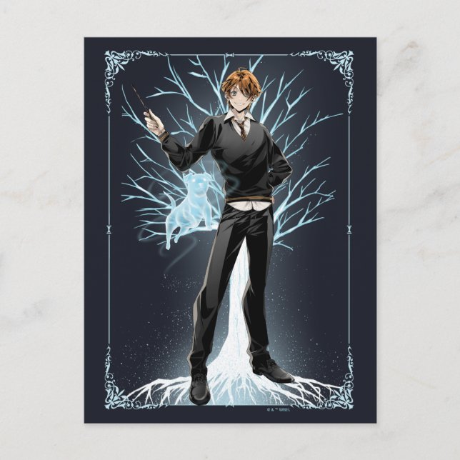Anime Ron Weasleys Jack Russell Terrier Patronus Postkarte (Vorderseite)