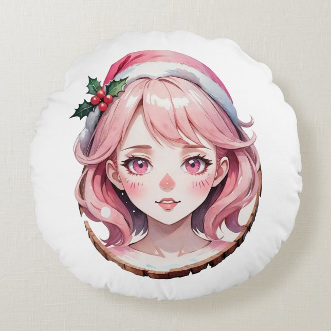 Anime Rundes Kissen (Vorderseite)