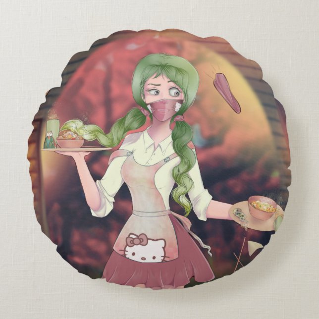 Anime Rundes Kissen (Vorderseite)