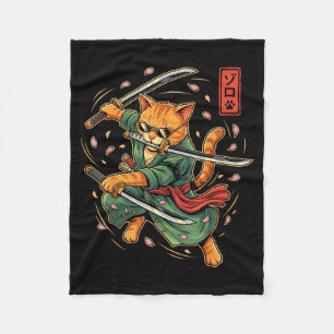 Anime Samurai-Katze Drei Schwerter japanischer Kun Fleecedecke