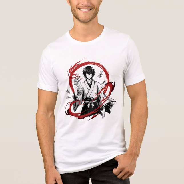Anime-Samurai-T-Shirt Tri-Blend Shirt (Vorderseite)