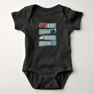 Anime-Schlaf-Essen-Wiederholung Japanisch Kawaii Baby Strampler