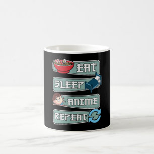 Anime-Schlaf-Essen-Wiederholung Japanisch Kawaii Kaffeetasse