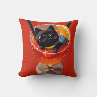 Anime schwarze Katze im Urlaub Kissen