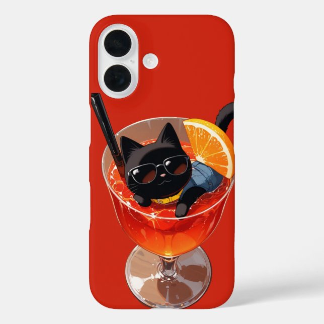ANIME SCHWARZE KATZE  iPhone 16 HÜLLE (Rückseite)