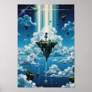 Anime-Schwebende-Himmel-Inseln Fantasy-Wandkunst Poster