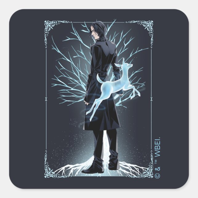 Anime Severus Snapes Doe Patronus Quadratischer Aufkleber (Vorderseite)