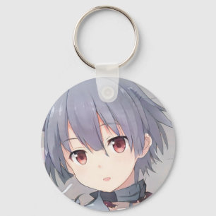 Anime short gray hair brown eyes girl manga schlüsselanhänger