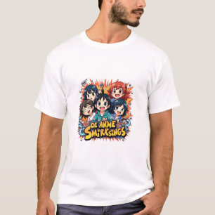 Anime Smirk Squad: Playful Chibi Character Group T-Shirt