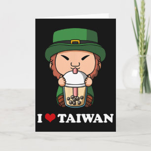 Anime St. Patrick's Day Kobold Bubble Tea Ich lieb Karte
