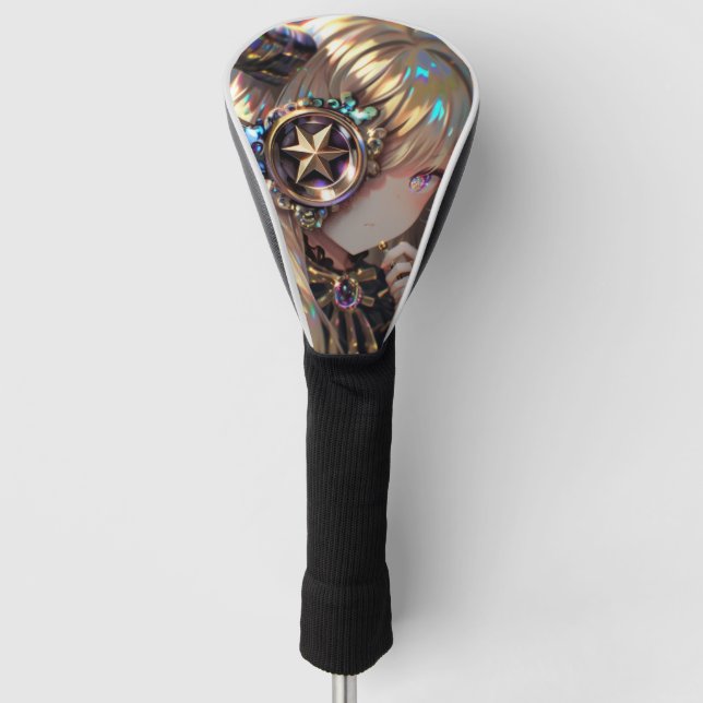 Anime Steampunk Horned Beauty mit Star Monocle Golf Headcover (Vorderseite)