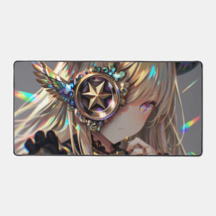 Anime Steampunk Horned Beauty mit Star Monocle Schreibtischunterlage