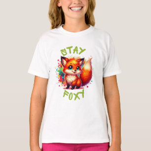 Anime-Stil-Babyfuchs mit bunter Farbe Stay Foxy T-Shirt